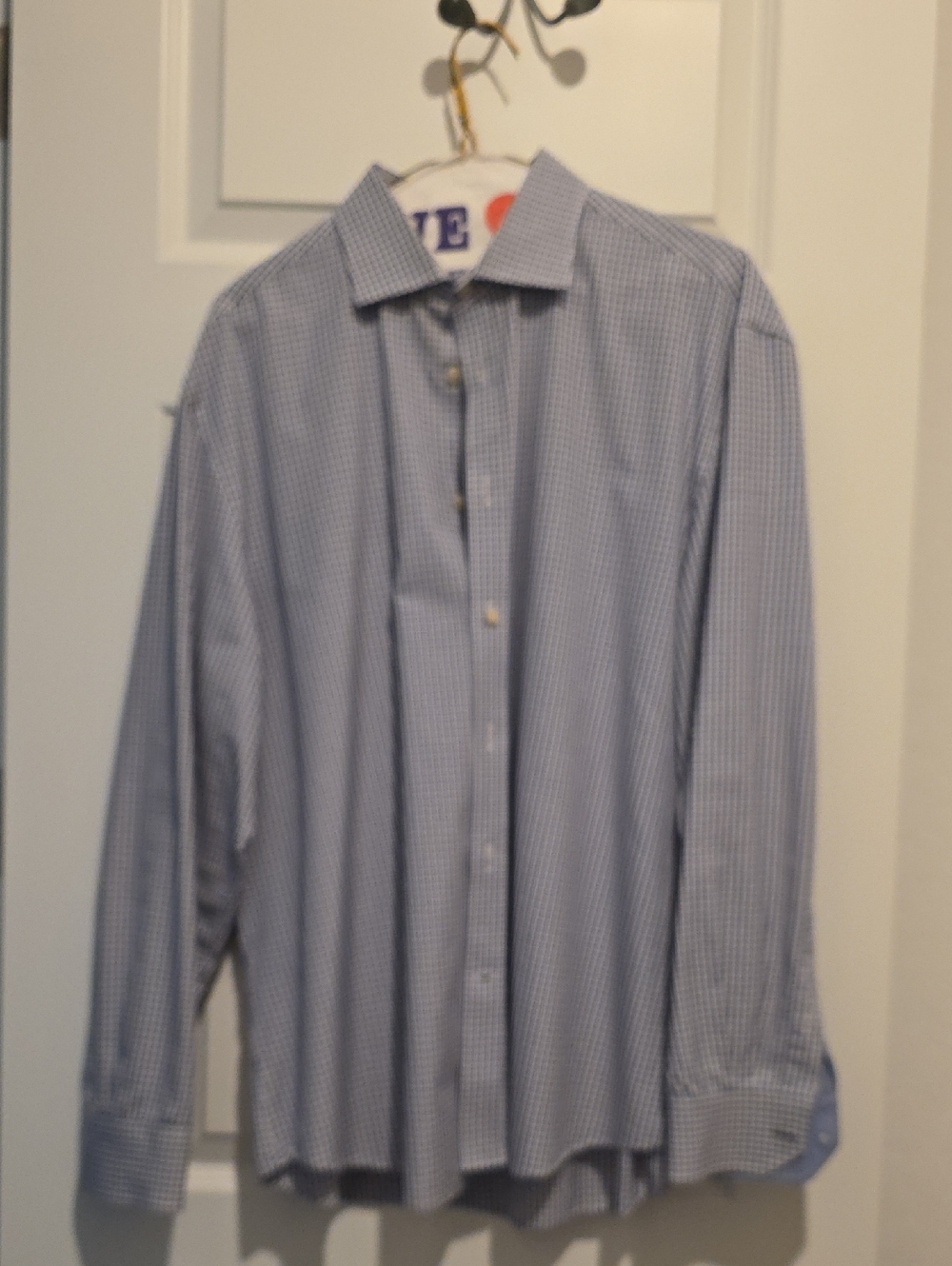 Andrew Marc Light Blue Checked Men's Dress Shirt